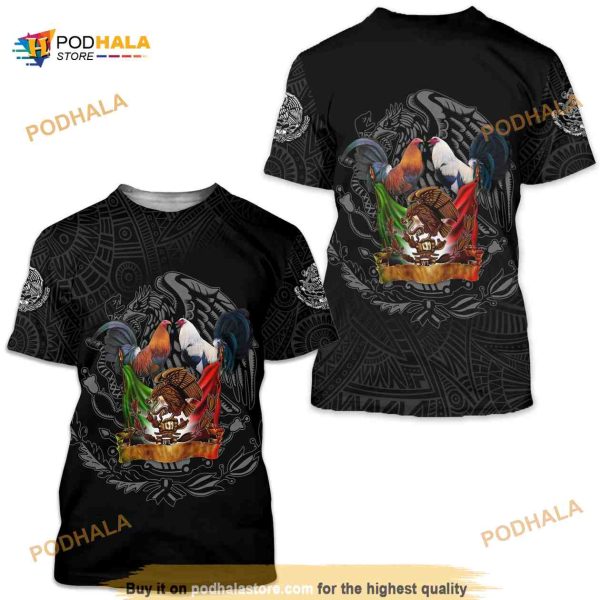 Gallos Rooster Mexico Flag 3D T Shirt