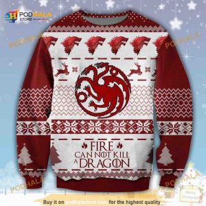 Game Of Thrones Fire Cannot Kill A Dragon Ugly Christmas Wool GOT Sweater
