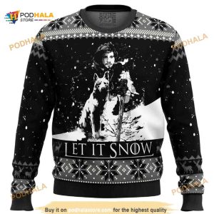 Game of Thrones Let It Snow Black And White Xmas Ugly Wool Sweater