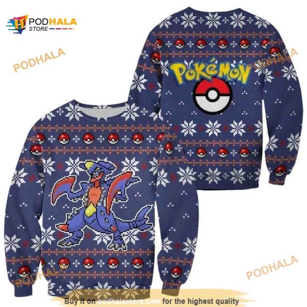 Garchomp Pokemon Xmas Ugly Christmas Knitted Sweater