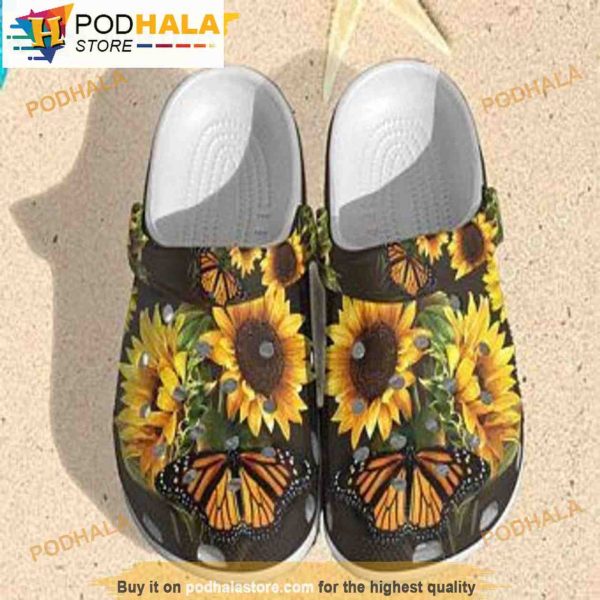 Garden Sunflower Butterfly Floral 3D Funny Crocs Crocband
