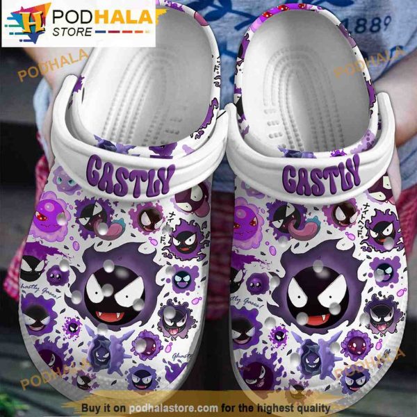 Gastly Pokemon White 3D Funny Crocs Crocband Slippers