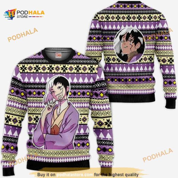 Gen Asagiri Anime Dr Stone Xmas Ugly Christmas Knitted Sweater