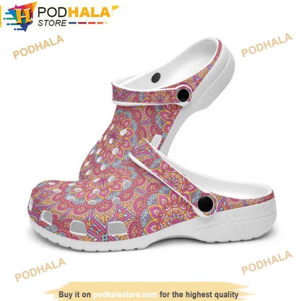 Geometric Paisley Red And Teal 3D Funny Crocs Crocband