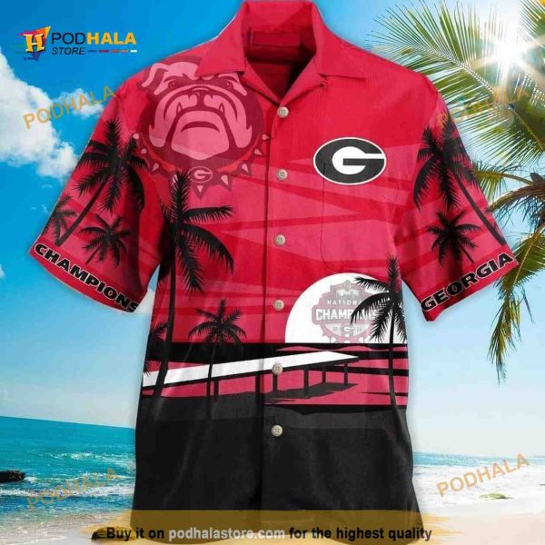 Georgia Bulldogs Champions UGA Hawaiian Shirt, Gift For Football Lovers Aloha Shirt