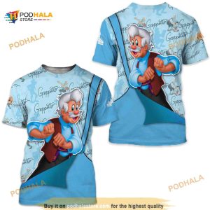 Geppetto Pinocchio Blue Button Overalls Patterns Disney 3D Shirt