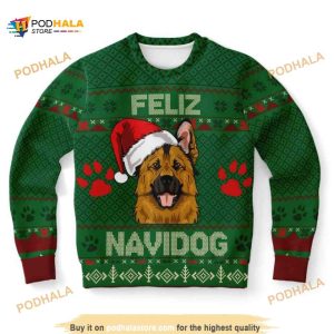 German Shepherd Feliz Navidog Ugly Wool Sweater