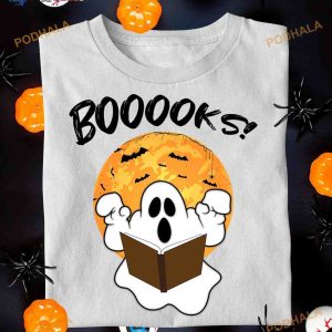 Ghost White Read Book, Halloween Book Gift Booooos! Shirt