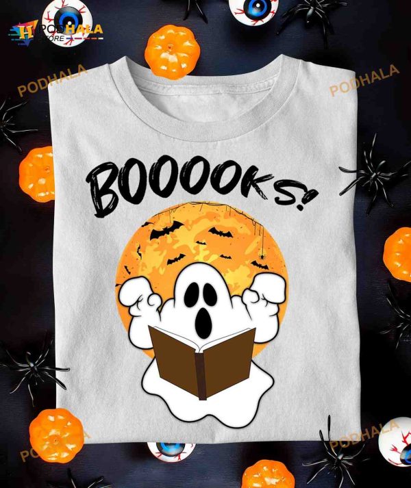 Ghost White Read Book, Halloween Book Gift Booooos! Shirt