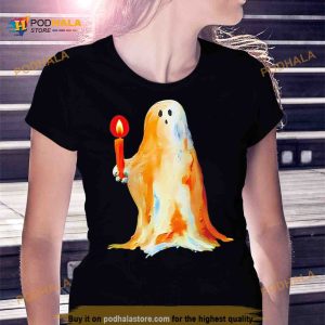 Ghost holding a candle Halloween Shirt 2