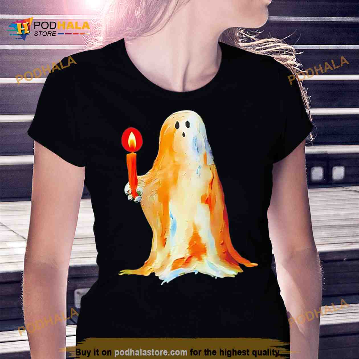 Ghost holding a candle Halloween Shirt Ghost holding a candle Halloween Shirt