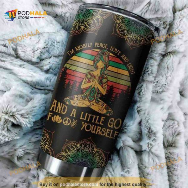 Gift For Hippie Im Mostly Peace Love Yoga Coffee Tumbler