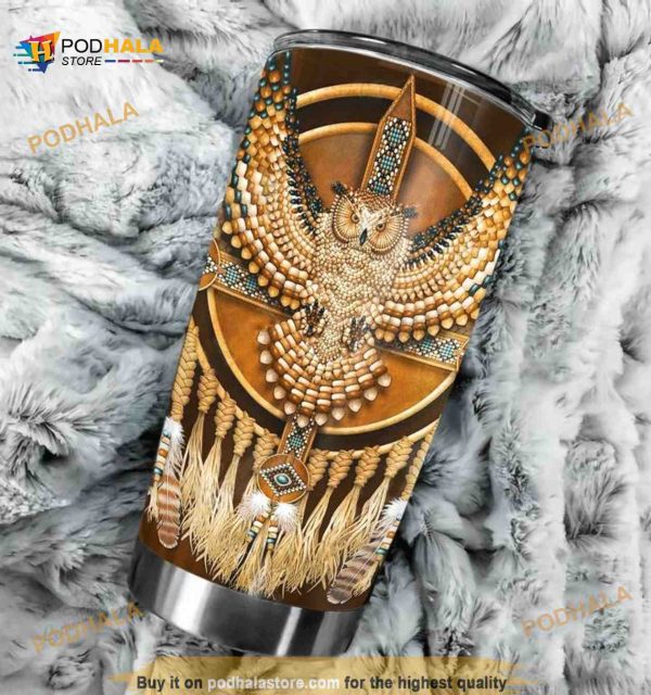 Gift For Native American Owl Stainless Steel Cup Coffee Tumbler
