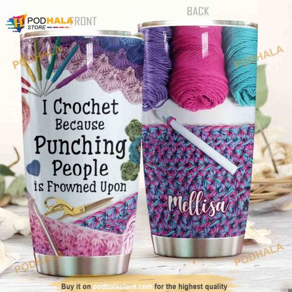 Gift For Sewer Crocheter Gift I Crochet Love Sewing Quilting Knit Yarn Personalized Coffee Tumbler