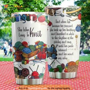 Gift For Sewer She Who Loves To Knit Love Sewing Quilting Coffee Tumbler