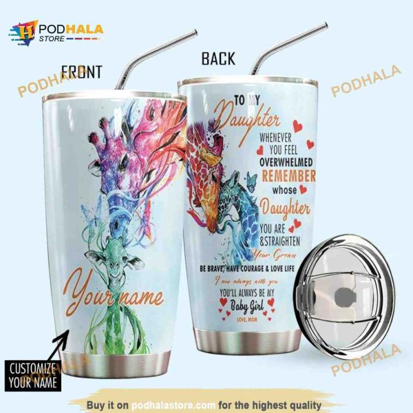 Giraffe Mom To Daughter Personalized Colorful 6 Coffee Tumbler