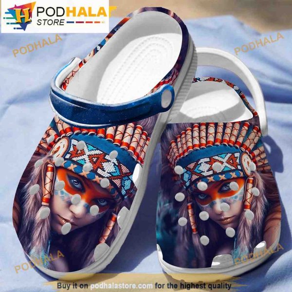 Girl Limited Edition Native American 3D Funny Crocs Crocband