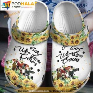 Girl Loves Cows Cattle Sunflowers 3D Funny Crocs Crocband