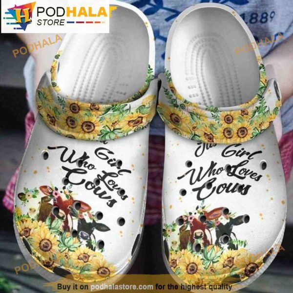 Girl Loves Cows Cattle Sunflowers 3D Funny Crocs Crocband