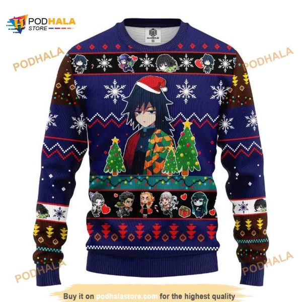 Giyu Tomioka Christmas Demon Slayer Anime Xmas Ugly Wool Knitted Sweater