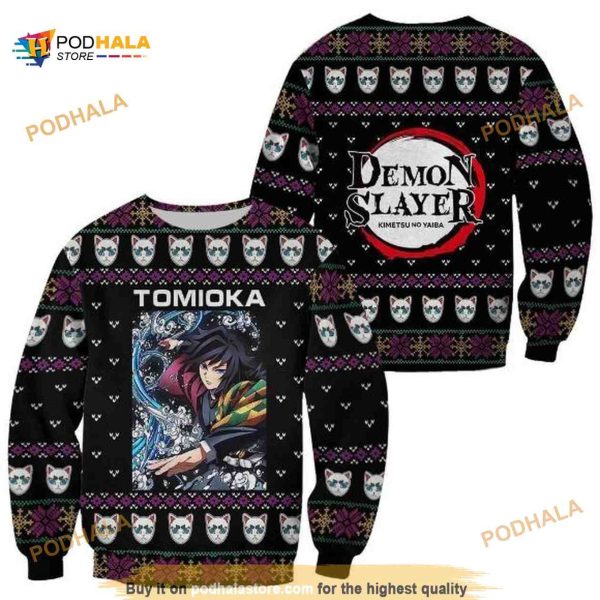 Giyu Tomioka Kimetsu Anime Xmas Clothes Ugly Christmas Knitted Sweater