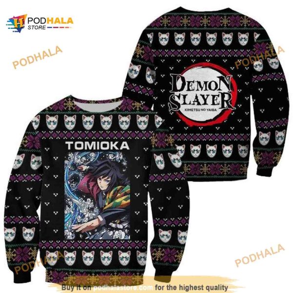 Giyu Tomioka Ugly Christmas Demon Slayer Anime Xmas Custom Clothes Knitted Sweater