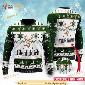 Glenfiddich Whisky Personalized Xmas Ugly Christmas Sweater