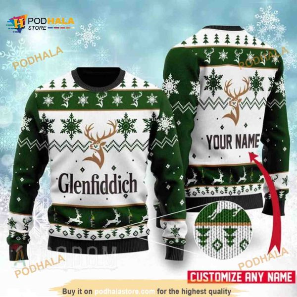 Glenfiddich Whisky Personalized Xmas Ugly Christmas Sweater