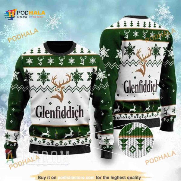 Glenfiddich Whisky Wine Logo Xmas Ugly Wool Sweater