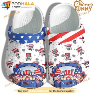 Gnomes Celebrate Independence Day Flag 3D Funny Crocs Crocband