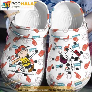 Go Team Baseball Snoopy And Peanuts 3D Funny Crocs Crocband Clog Shoes