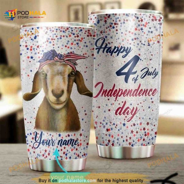 Goat Happy Indepenence Day Custom Name Coffee Tumbler