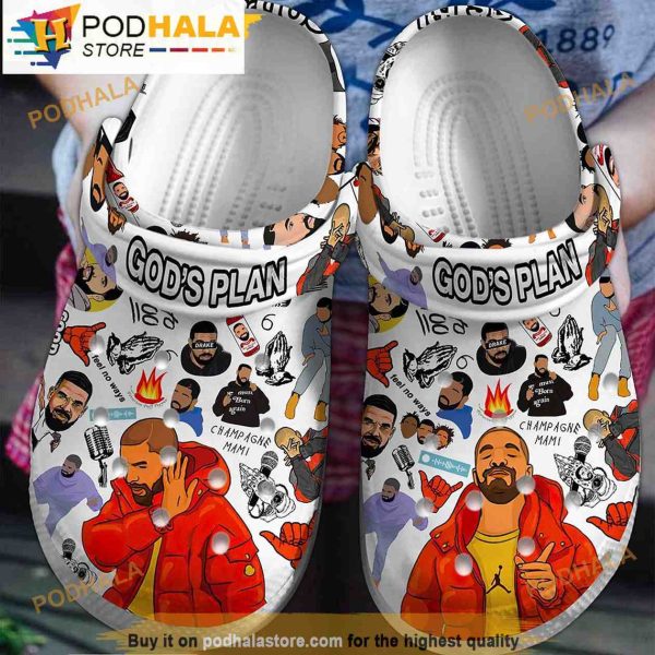 Gods Plan Drake Rapper Music 3D Funny Crocs Crocband Clog Shoes