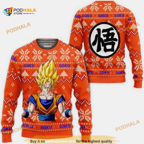 Goku Super Saiyan Christmas Sweater Anime Dragon Ball Xmas Ugly Christmas Knitted Sweater