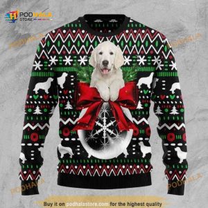 Golden Retriever Dog Xmas Ball Ugly Christmas Wool Sweater