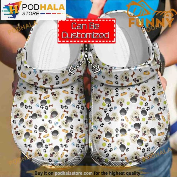 Golden Retriever Pattern 3D Funny Crocs Crocband Classic Clog