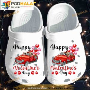Golden Retriever Puppy Truck Drive Happy Valentine’s Day Dog 3D Funny Crocs Crocband