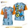 Goofy Dog Orange Button Overalls Patterns Disney 3D Shirt
