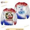 Goofy Dog Pattern Xmas White Blue 2023 Christmas Disney Ugly Christmas Sweater
