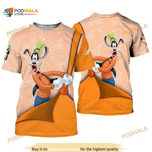 Goofy Orange Button Overalls Patterns Disney Cartoon 3D Shirt