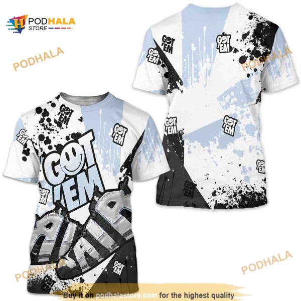 Got Em Shoes Smile Sneaker 3D Shirt Match Uptempo Cobalt Bliss Tee