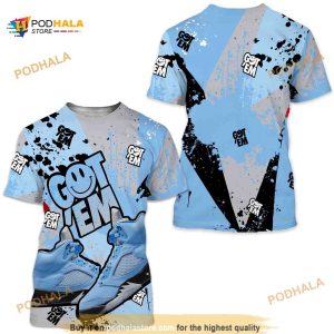 Got Em Smile Unisex Sneaker 3D Shirt Match Retro University Blue 5s Tee