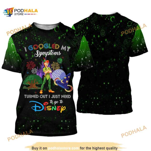 Green Black Peter Pan Quotes Pattern Disney Cartoon Outfit Unisex 3D Shirt