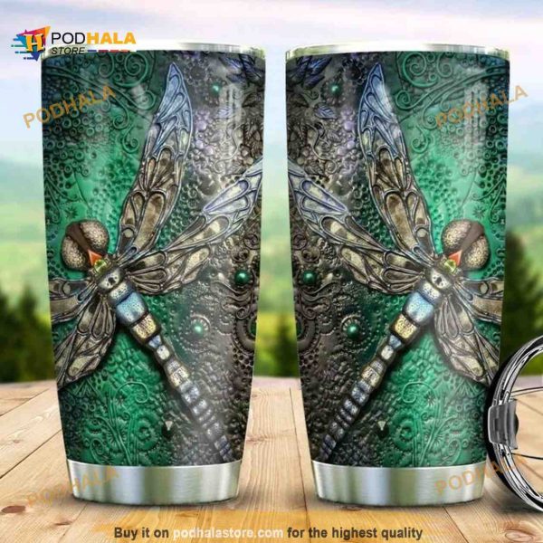 Green Dragonfly Stainless Steel Cup Coffee Tumbler