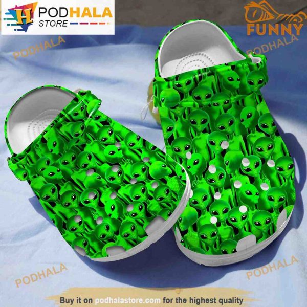 Green Packed Aliens Halloween 3D Funny Crocs Crocband