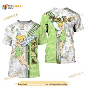 Green Tinker Bell Cross Comic Book Patterns Disney Unisex 3D Shirt