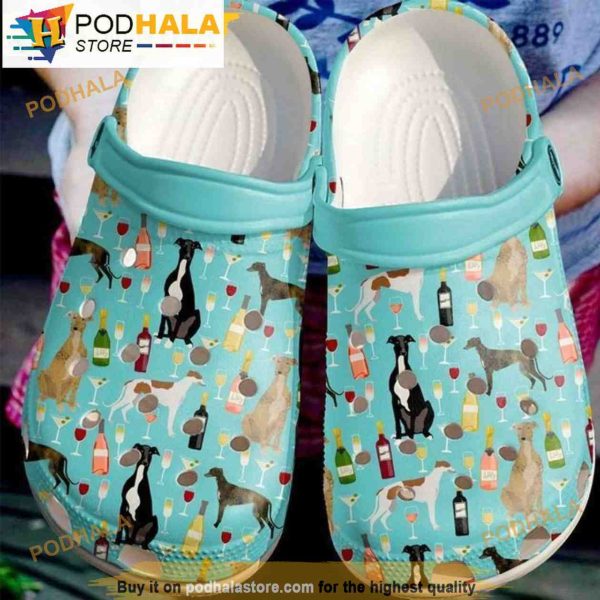 Greyhound Dog With Wine Cartoon 3D Funny Crocs Crocband