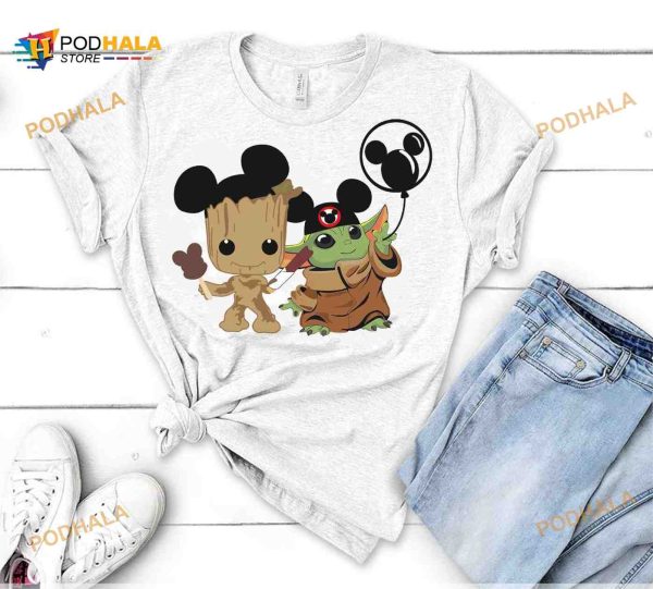 Groot And Yoda Mickey Mouse Costume Halloween Shirt, Yoda Star War Movie Tee