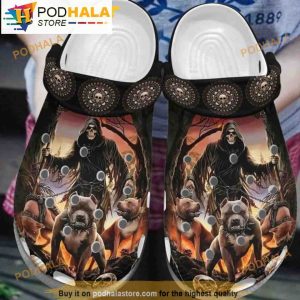 Grumpy Pitbull Strong Dogreaper Lover Skull Dog 3D Funny Crocs Crocband