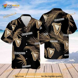 Guinness Hawaiian Shirt, Palm Leaves Pattern Beach Lovers Gift Aloha Shirt